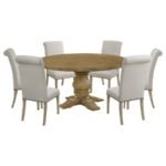 FLORENCE 7-PIECE ROUND DINING TABLE SET RUSTIC HONEY - Image 2