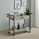 VENTURA 1-DRAWER ENGINEERED WOOD BAR CART GREY DRIFTWOOD - Image 2