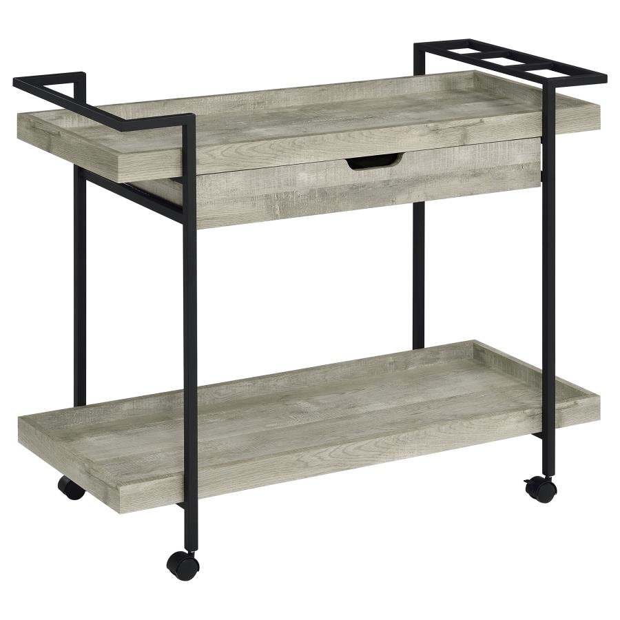 181005_02x900.jpg VENTURA 1-DRAWER ENGINEERED WOOD BAR CART GREY DRIFTWOOD - Image 1