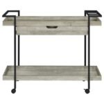 VENTURA 1-DRAWER ENGINEERED WOOD BAR CART GREY DRIFTWOOD - Image 4