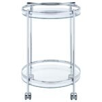 CHRISSY ROUND GLASS SHELF METAL BAR CART CHROME - Image 7
