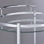 CHRISSY ROUND GLASS SHELF METAL BAR CART CHROME - Image 10