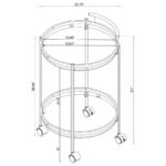 CHRISSY ROUND GLASS SHELF METAL BAR CART CHROME - Image 11
