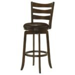 MURPHY WOOD PUB HEIGHT SWIVEL BAR CHAIR DARK BROWN - Image 4