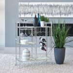 DERION 3-TIER RECTANGULAR GLASS SHELF METAL BAR CART CHROME - Image 2