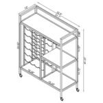 DERION 3-TIER RECTANGULAR GLASS SHELF METAL BAR CART CHROME - Image 3