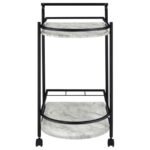 DESIREE 2-TIER FAUX MARBLE SHELF METAL BAR CART BLACK - Image 3