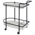 DESIREE 2-TIER FAUX MARBLE SHELF METAL BAR CART BLACK - Image 6