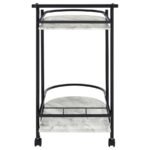 DESIREE 2-TIER FAUX MARBLE SHELF METAL BAR CART BLACK - Image 7