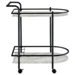DESIREE 2-TIER FAUX MARBLE SHELF METAL BAR CART BLACK - Image 9