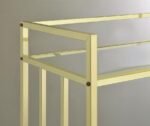 CARA 2-TIER RECTANGULAR GLASS SHELF METAL BAR CART BRASS - Image 7