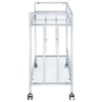 CARA 2-TIER RECTANGULAR GLASS SHELF METAL BAR CART CHROME - Image 4
