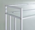 CARA 2-TIER RECTANGULAR GLASS SHELF METAL BAR CART CHROME - Image 7
