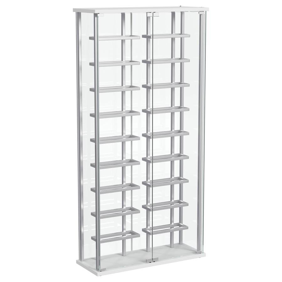 182037_03x900.jpg MONTARA TEMPERED GLASS WINE STORAGE LED CURIO CABINET CHROME - Image 1