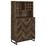 MENDOZA 2-DOOR HOME BAR CABINET WINE STORAGE RUSTIC OAK