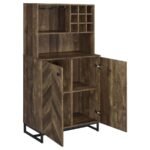 MENDOZA 2-DOOR HOME BAR CABINET WINE STORAGE RUSTIC OAK - Image 3
