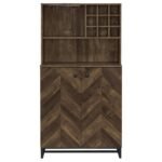 MENDOZA 2-DOOR HOME BAR CABINET WINE STORAGE RUSTIC OAK - Image 4