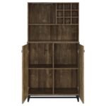MENDOZA 2-DOOR HOME BAR CABINET WINE STORAGE RUSTIC OAK - Image 5