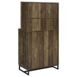 MENDOZA 2-DOOR HOME BAR CABINET WINE STORAGE RUSTIC OAK - Image 7