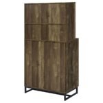 MENDOZA 2-DOOR HOME BAR CABINET WINE STORAGE RUSTIC OAK - Image 8