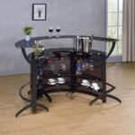 DALLAS 3-PIECE CURVED FREESTANDING HOME BAR CABINET BLACK - Image 3