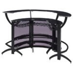 DALLAS 3-PIECE CURVED FREESTANDING HOME BAR CABINET BLACK - Image 9