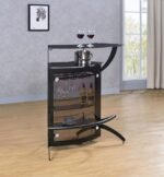 DALLAS 2-SHELF CURVED FREESTANDING HOME BAR CABINET BLACK - Image 2