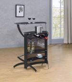 DALLAS 2-SHELF CURVED FREESTANDING HOME BAR CABINET BLACK - Image 3
