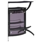 DALLAS 2-SHELF CURVED FREESTANDING HOME BAR CABINET BLACK