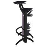 DALLAS 2-SHELF CURVED FREESTANDING HOME BAR CABINET BLACK - Image 6