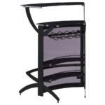 DALLAS 2-SHELF CURVED FREESTANDING HOME BAR CABINET BLACK - Image 7