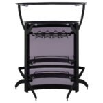 DALLAS 2-SHELF CURVED FREESTANDING HOME BAR CABINET BLACK - Image 8