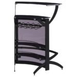 DALLAS 2-SHELF CURVED FREESTANDING HOME BAR CABINET BLACK - Image 9