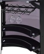 DALLAS 2-SHELF CURVED FREESTANDING HOME BAR CABINET BLACK - Image 11