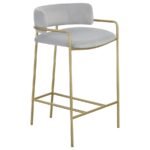 COMSTOCK UPHOLSTERED LOW BACK STOOL GREY AND GOLD