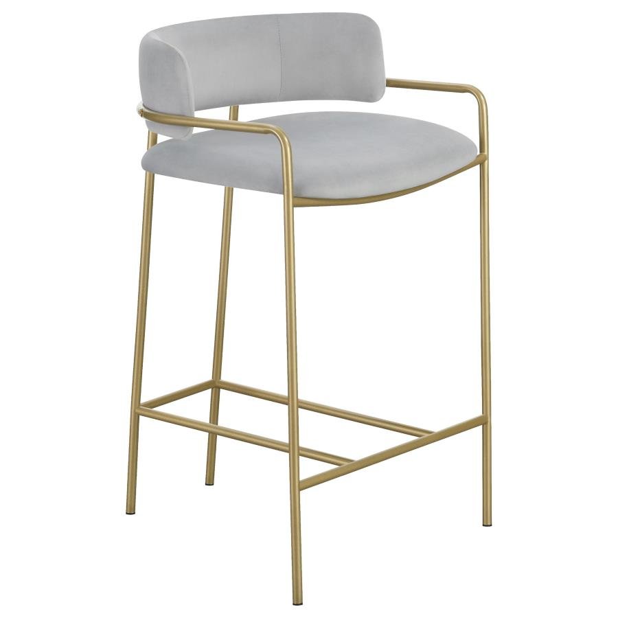 182159_02x900.jpg COMSTOCK UPHOLSTERED LOW BACK STOOL GREY AND GOLD - Image 1