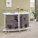 GIDEON CURVED GLASS TOP HOME BAR CABINET WHITE HIGH GLOSS - Image 2