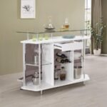 GIDEON CURVED GLASS TOP HOME BAR CABINET WHITE HIGH GLOSS - Image 3