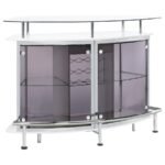 GIDEON CURVED GLASS TOP HOME BAR CABINET WHITE HIGH GLOSS