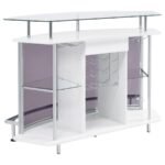 GIDEON CURVED GLASS TOP HOME BAR CABINET WHITE HIGH GLOSS - Image 5