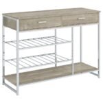 MELROSE 2-DRAWER HOME BAR STORAGE WITH WINE RACK GREY