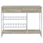 MELROSE 2-DRAWER HOME BAR STORAGE WITH WINE RACK GREY - Image 4