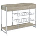 MELROSE 2-DRAWER HOME BAR STORAGE WITH WINE RACK GREY - Image 6