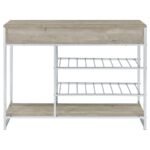 MELROSE 2-DRAWER HOME BAR STORAGE WITH WINE RACK GREY - Image 7