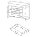 MELROSE 2-DRAWER HOME BAR STORAGE WITH WINE RACK GREY - Image 10
