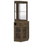 ALVISO 1-DRAWER CORNER HOME BAR WINE CABINET RUSTIC OAK