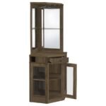 ALVISO 1-DRAWER CORNER HOME BAR WINE CABINET RUSTIC OAK - Image 3