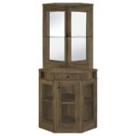 ALVISO 1-DRAWER CORNER HOME BAR WINE CABINET RUSTIC OAK - Image 4
