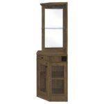 ALVISO 1-DRAWER CORNER HOME BAR WINE CABINET RUSTIC OAK - Image 5