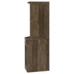 ALVISO 1-DRAWER CORNER HOME BAR WINE CABINET RUSTIC OAK - Image 6